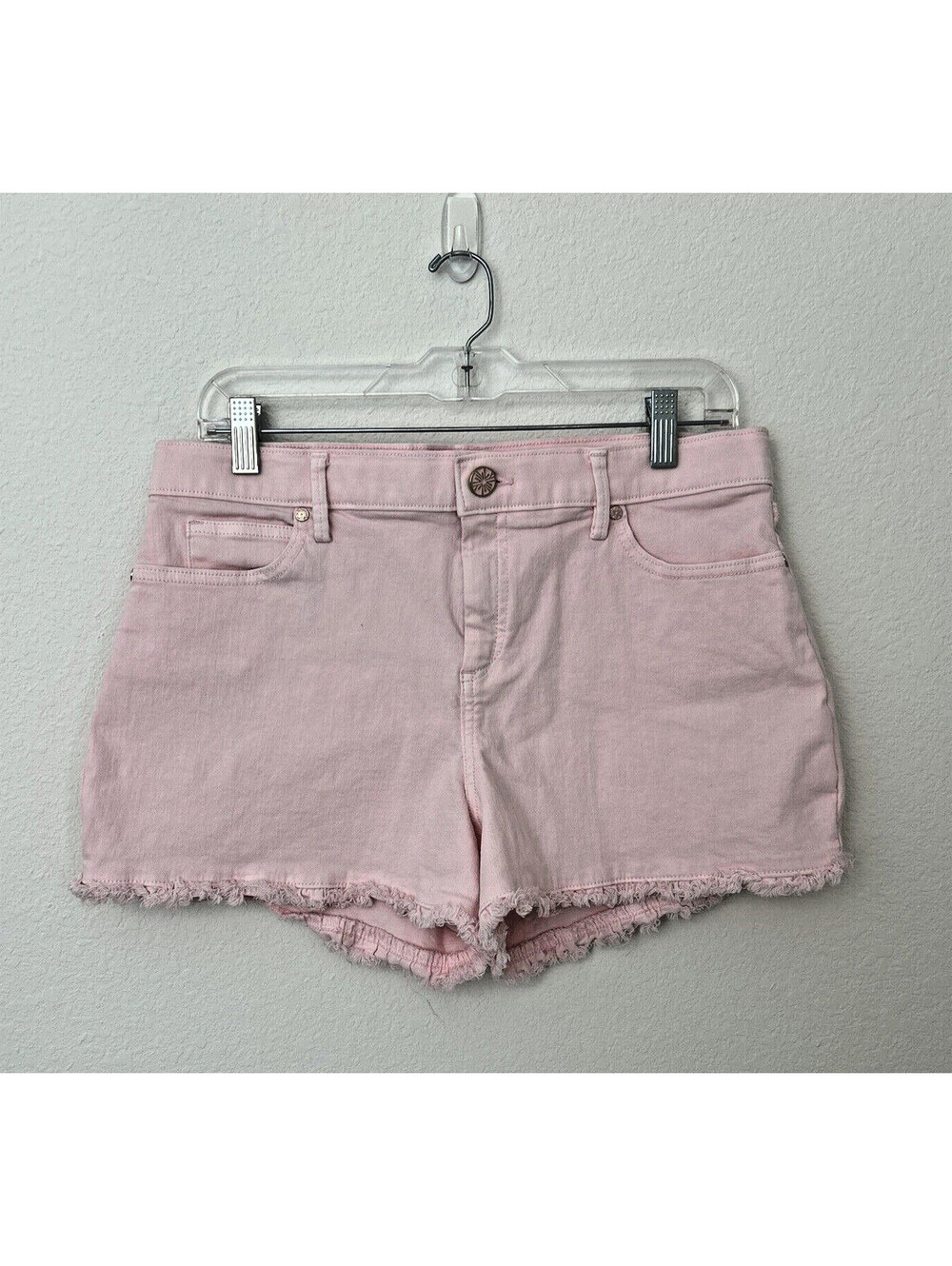 Lilly Pulitzer South Ocean High Rise Jean Shorts Cherry Blossom Pink Size 10 - Picture 2 of 6